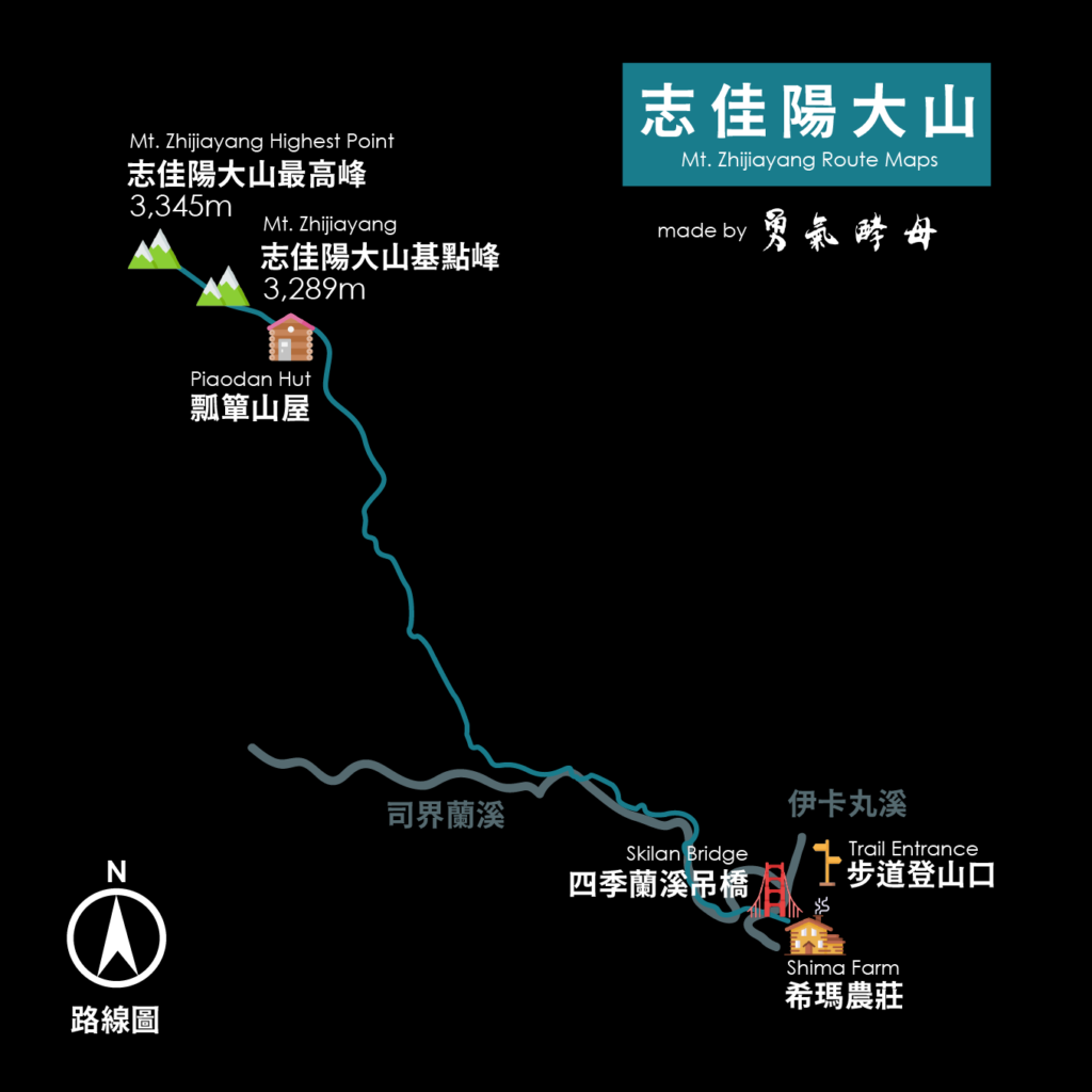 Mt. Zhijiayang 志佳陽大山_路線圖 Route Map 