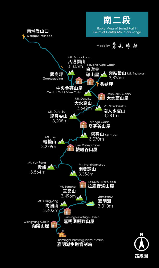 中央山脈南二段，路線圖 Route Map