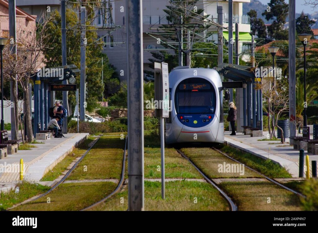 Article16 trams in the glyfada area of athens greece 2AXP4N7